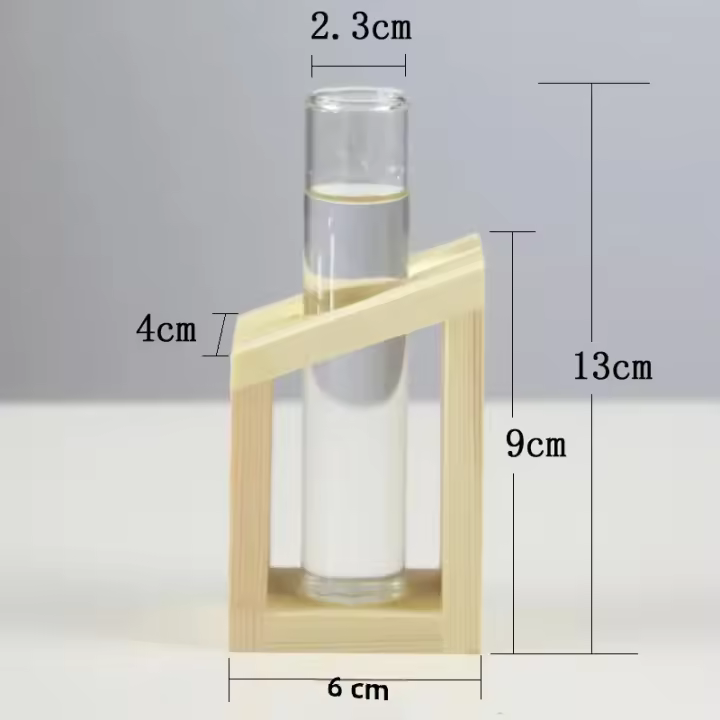 Vaso De Cristal Con Soporte De Madera Para Plantas Creativo Terrario De Decoración Para Escritorio Estilo Moderno Vaso Para Flores - 1