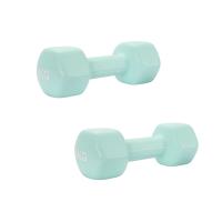 Set de 2 pesas mancuernas deportivas hexagonales para fitness de diferentes pesos y de colores pastel - details 1