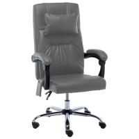 vidaXL Silla de oficina de masaje de cuero sintético en color Antracita/Gris | cómodas modernas ergonómicas para comedor cocina salón hogar - details 0