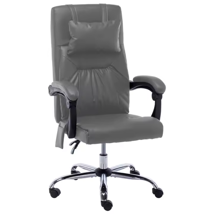 vidaXL Silla de oficina de masaje de cuero sintético en color Antracita/Gris | cómodas modernas ergonómicas para comedor cocina salón hogar - 1