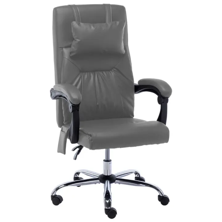 vidaXL Silla de oficina de masaje de cuero sintético en color Antracita/Gris | cómodas modernas ergonómicas para comedor cocina salón hogar - 1