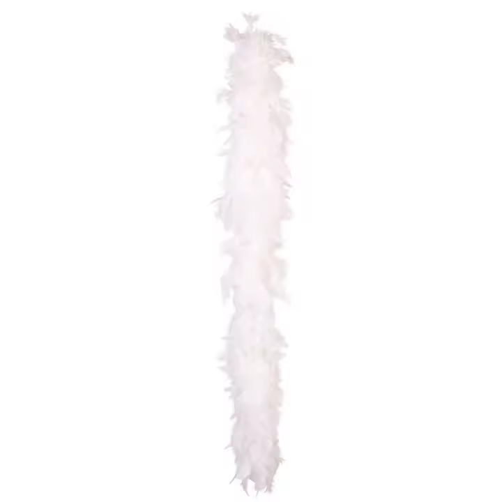 Boa de plumas de color blanco para jóvenes y adultos, complemento para carnaval, halloween, fiestas, celebraciones. Longitud: 180 cm - 1