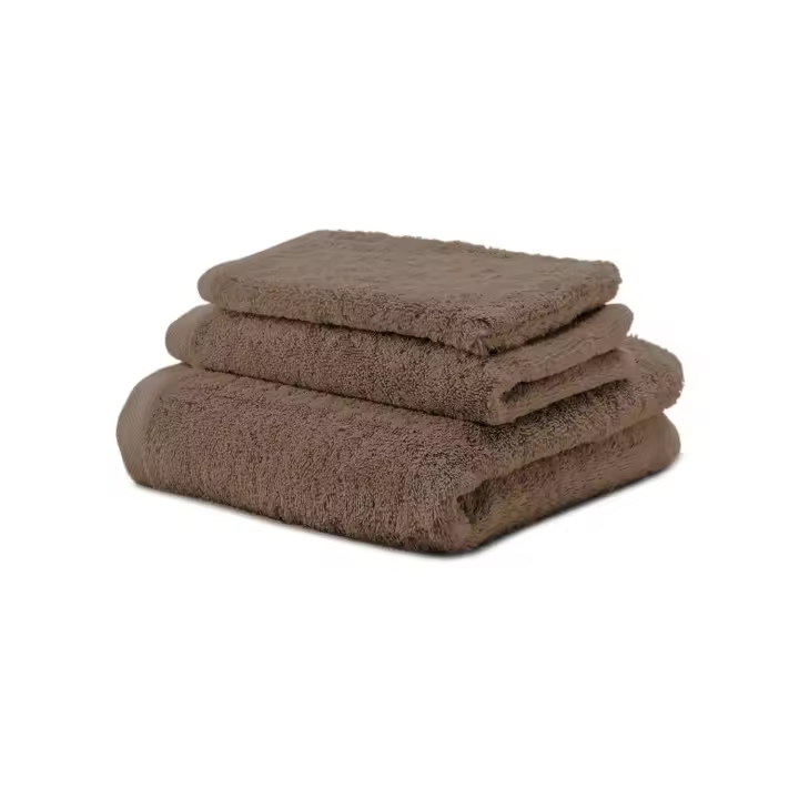 Juego Toallas Baño 700 Gr LISO - Rizo 100% Algodón Orgánico - Pack 3 Piezas (Tocador+Lavabo+Ducha). Color Marrón - Sedalinne - 1