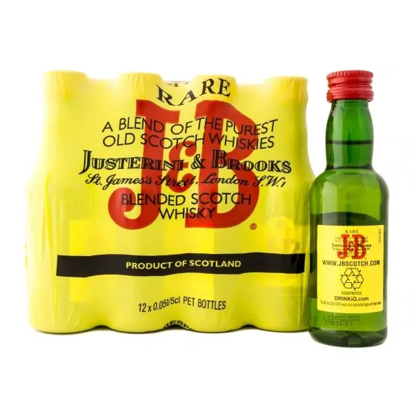 Diageo Whisky Miniatura J&B 5cl - Pack 12 Unidades - Botellitas Mini 50ml - 1
