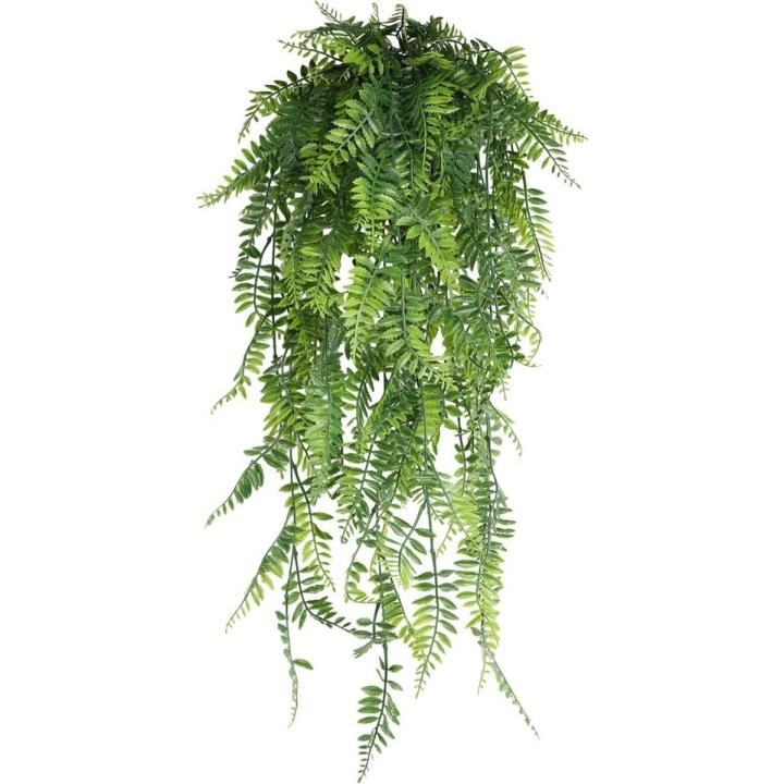 Helecho colgante artificial - Decoración de enredadera - Decoración de hojas de hiedra artificiales - Decoración de hojas verdes artificiales - Para sala de estar, cocina, balcón, jardín, dormitorio, estilo rústico