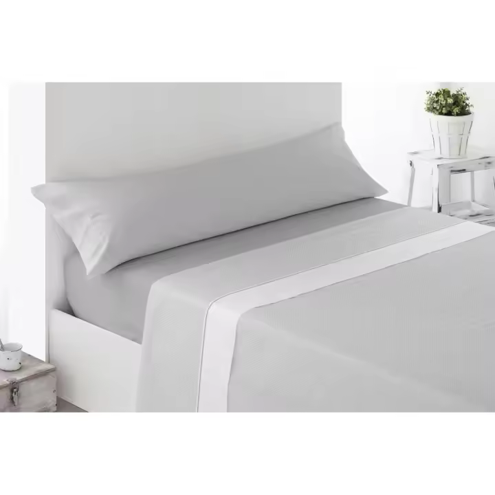 Juego de Sábanas de Tela, Modelo Brias, Color Gris, Miracle Home - 1