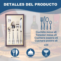 WAI 2 MARKET - Juego de Cubiertos 24 Piezas de Acero Inoxidable 18/0 Plateado, Incluye 6 Cuchillos, 6 Tenedores, 6 Cucharas, 6 Cucharitas - Set Completo para 6 Personas, Ideal para Familia, Reuniones Festivas y Uso Diario, Alta Durabilidad y Elegancia - details 0