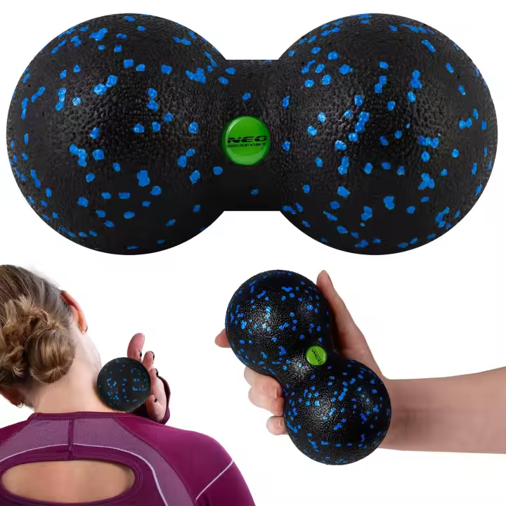 Pelota doble de masaje y fitness NS-966 negra y azul - 1