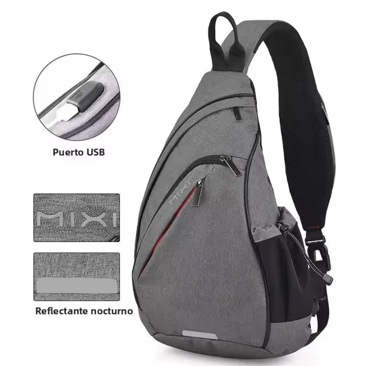Mochila Deportiva Unisex Mixi Para Ciclismo Y Viajes Con USB Cruzada Versátil De Moda Para Estudiantes Y Escolares Material De Poliéster - 1