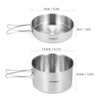 TOMSHOO Juego De Cocina Para Camping 2pcs Con Manos Plegables Y Bolsa De Transporte De Malla Acero Inoxidable Con Asas Plegables - details 7