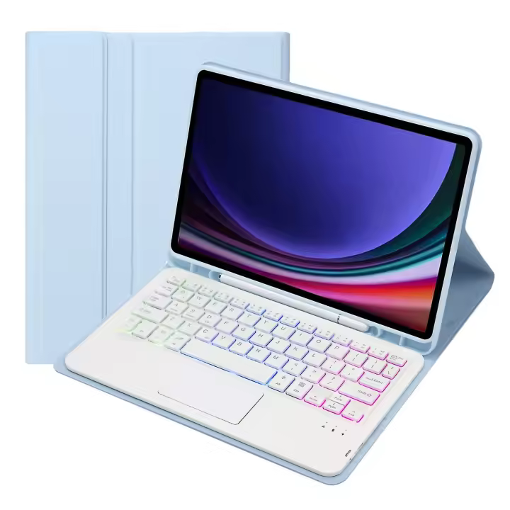 Caja de cuero del teclado de Bluetooth PARA EL FE de Samsung Galaxy Tab S9 - 1