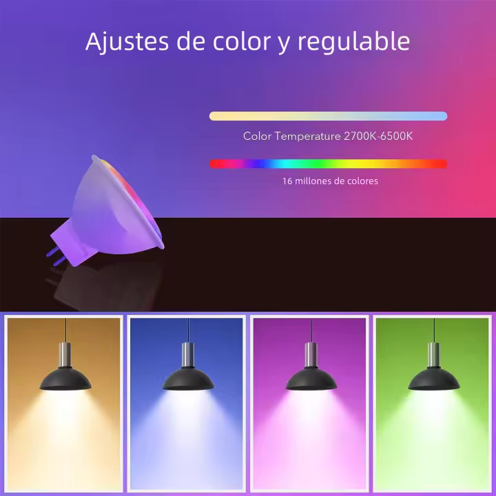Suidhome Bombilla LED Inteligente WiFi GU5.3/MR16 DC12V Spot Mini Cambio De Color RGBCW Compatible Con Alexa Y Google Home - 1
