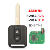 Llave Remota Jingyuqin 5WK4876/818 433MHz Con Chip ID46 PCF7946 Para Nissan Elgrand X-TRAIL Qashqai Navara Micra Note NV200 - details 0