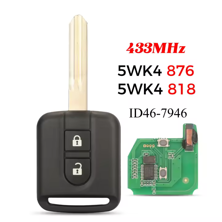 Llave Remota Jingyuqin 5WK4876/818 433MHz Con Chip ID46 PCF7946 Para Nissan Elgrand X-TRAIL Qashqai Navara Micra Note NV200 - 1