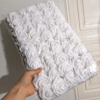 50pcs Flores De Rosa Artificial En Blanco Con Tallo Para DIY Bouquet Decoración De Boda Fiesta Scrapbook Suministros - details 4