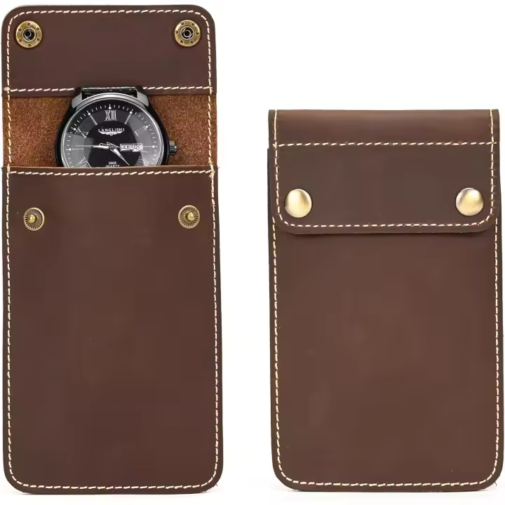 Bolsa para Reloj, Funda para Reloj y Bolsa de cuero Genuino, 2 UDS., para Viajes, fundas para Relojes de viaje portátiles - 1