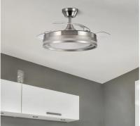 FABRILAMP PREMIUMVentilador Dc Cerrato Niquel 72w 3aspas Desplegables 107d 7200lm 6vel 3000k,4500k,6000k, Remoto+temporizador+memoria Incluye mando a distancia y dos tijas de 10 y 25 centímetro Productos originales calidad de confianza - details 0