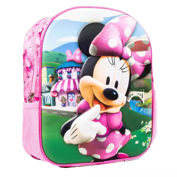 Mochila 3D Minnie Mouse Disney 31cm, Mochila Escolar Infantil Para Niñas Material Preescolar de 2 a 4 años, color rosa - 1