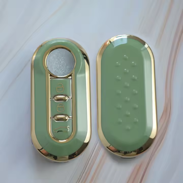 Carcasa De Llave De Coche Para Fiat 500 Ducato Panda Punto Gold TPU Protector De Cierre Plegable Con 3 Botones Y Llavero - 1