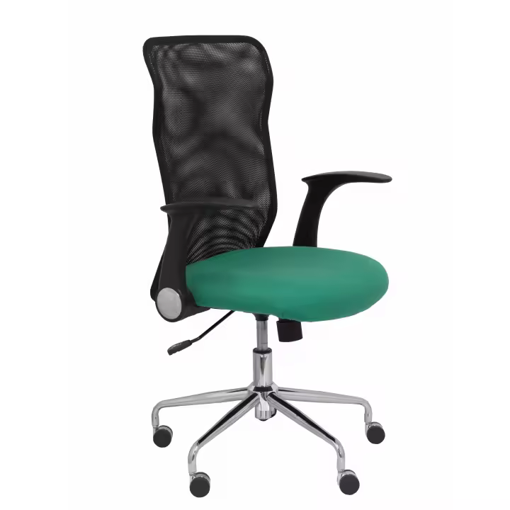 Piqueras Y Crespo Silla Minaya Ergonómica Respaldo Malla Negro Asiento Bali Verde Esmeralda - 1