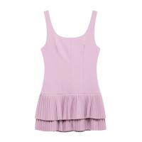 Vestido Mini Plegado TRAF 2025 Para Mujer Jumpsuit Sin Espalda Con Tirantes Playa Sexy Y Club Polyester Cierre De Cremallera - details 1