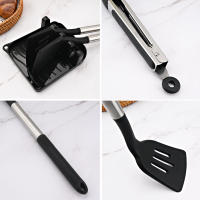 Juego De Utensilios De Cocina Ecológicos De Silicona No Adherente Con Mango De Acero Inoxidable Espátula Mezclador Para Huevo Y Cocina - details 7