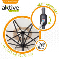 Sombrilla para jardín octogonal 32 luces LED inclinable Aktive - details 4