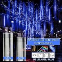 Luces De Cadena LED Para Decoración Navideña Al Aire Libre Impermeables Meteor Showers 8 Tubos 30cm/50cm Con Enchufe EU/US/AU/UK - details 8