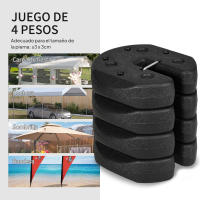 Outsunny Pack de 4 Pesos para Carpas Plegables Pesos para Cenador Rellenados con Cemento Bases para Toldo Pérgola Ø22x5,5 cm Negro - details 3