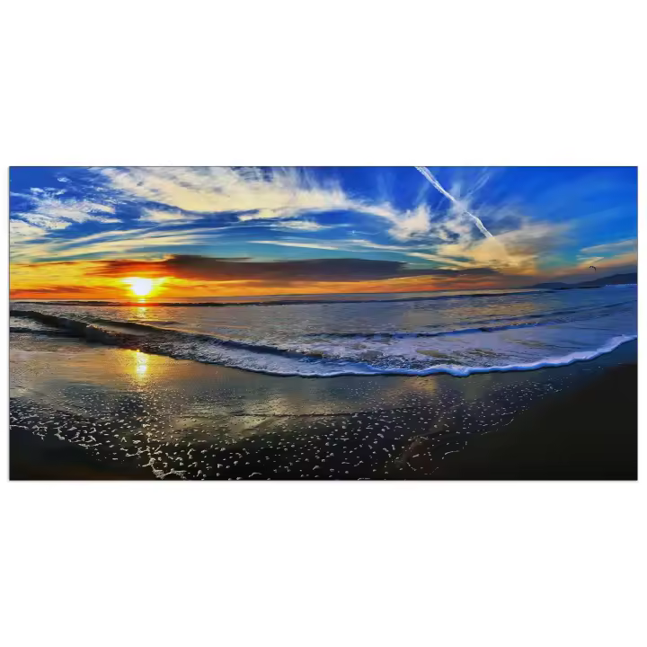 Panel decorativo paisaje, listo para colgar. Art Studio-Playa de noche-140x70 cm - 1