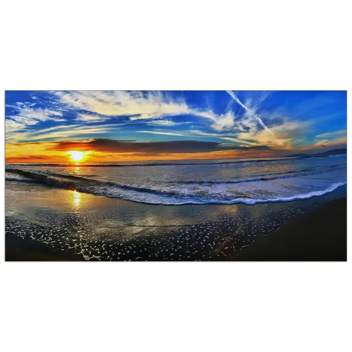 Panel decorativo paisaje, listo para colgar. Art Studio-Playa de noche-140x70 cm - 1
