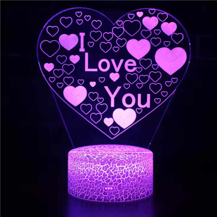 Lámpara De Noche LED En Forma De Corazón 'I Love You' Decoración Para Habitación Regalo Romántico De San Valentín Para Novio Novia Luz De Mesa USB Para Dormitorio - 1