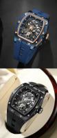 Reloj Mecánico Para Hombre MEGIR Con Carcasa De Acero Inoxidable Y Correa De Silicona Dial Skeleton Resistente Al Agua Deportivo - details 2