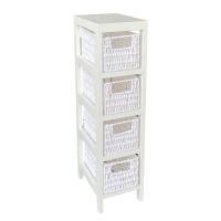 Maxia Market - Mueble Sinfonier Cajonera MDF / Paulwonia Con 4 Cestas Trenzada - Color Blanco, Muebledealmacenajecon4cestas, Mesillas de noche, Muebles de dormitorio o Baño - details 5