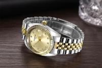 Reloj De Lujo Para Hombre CHRONOS Con Diamantes Resistentes Al Agua De Acero Inoxidable Calendario Bicolor Moda Y Casual - details 0