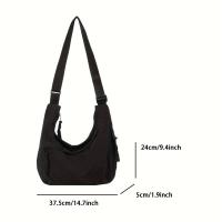 Bolso De Hombro De Gran Capacidad Estilo Casual Unisex Para Diario Comunicación Deportiva Y Tiempo Libre Material Principal Algodón Bolsa Redonda Suave Cierre De Cremallera - details 1