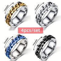 Anillo De Acero Inoxidable Para Hombre Con Cadena Giratoria Moderno Anillo De Dedo Casual Joyería Accesorio Masculino Regalo - details 2