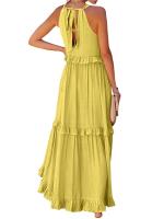 Vestido De Verano Para Mujer Con Camisola Y Falda Larga Estilo Europeo Y Americano Sin Mangas Cuello Redondo Polyester Spandex - details 35