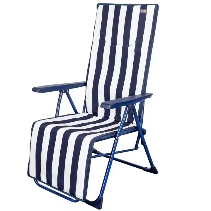 Aktive Tumbona Plegable 5 Posiciones Blanco,Azul - 1