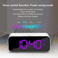 Reloj De Alarma Digital RGB Con Pantalla Grande Y Grabación De Tres Tipos De Sonido Modo Sueño Control Por Voz Moderno Estilo Cuadrado - details 6