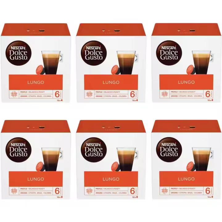 Lungo Pack 6 cajas de 16 cápsulas Dolce Gusto - 1