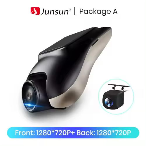 Junsun Tech Nueva cámara de salpicadero 720P ADAS Mini Car DVR 120°FOV Grabadora de vídeo automática tipo oculta Dash Cam para Android con soporte para estacionamiento trasero - 1