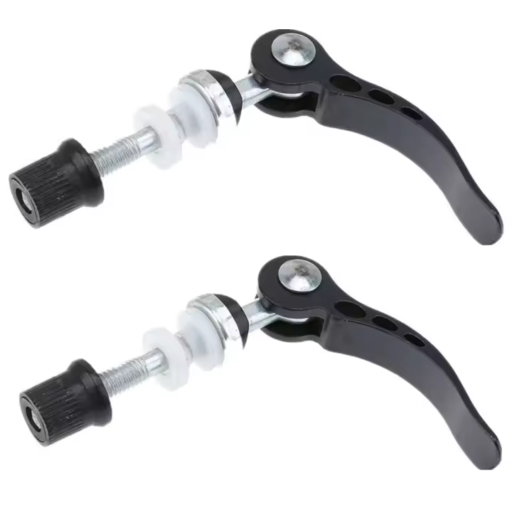 2 abrazaderas de tija de sillín de bicicleta de aleación de aluminio, perno de brocheta, color negro - 1