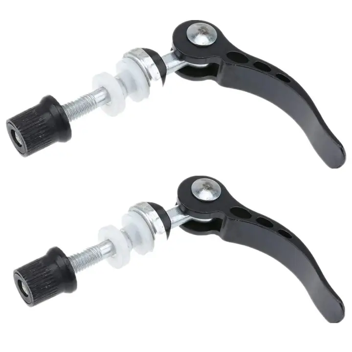 2 abrazaderas de tija de sillín de bicicleta de aleación de aluminio, perno de brocheta, color negro - 1