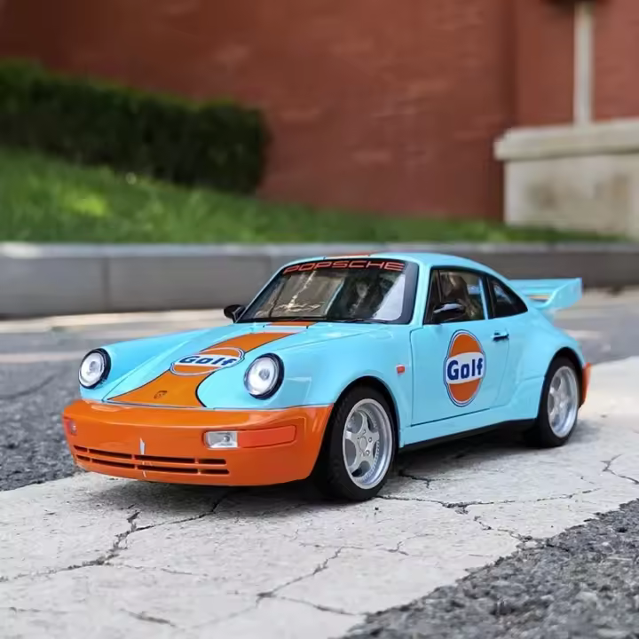 Coche De Juguete Porsche 964 Carrera RS De 1:24 Con Sonido Y Luz Vehículo De Metal Para Niños Regalo Con Retroceso Pull Back - 1