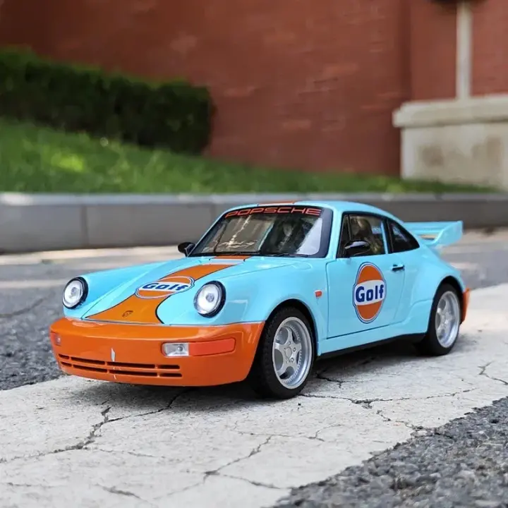 Coche De Juguete Porsche 964 Carrera RS De 1:24 Con Sonido Y Luz Vehículo De Metal Para Niños Regalo Con Retroceso Pull Back - 1