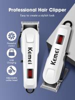 Kemei KM-809A Ajustable Cortadora De Pelo Profesional Para Hombres Con Pantalla LED Cortadora De Cabello Eléctrica Recargable Y Con Cable 3 Cuchillas Incluidas - details 10
