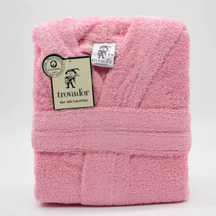 Albornoz Infantil con capucha Calypso, Color Rosa, 100% Algodón, Trovador - 1