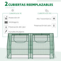 Outsunny Invernadero Pequeño Invernadero de Exterior con Cubierta Doble Ventanas y Marco de Acero Invernadero para Cultivar Tomates Plantas Flores 180x90x90 cm Verde - details 3