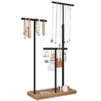 Expositor de Joyas 2 en 1 con Bandeja, 3 Barras en T Ajustables, Soporte para Collares, Pulseras y Pendientes con Agujeros - details 11